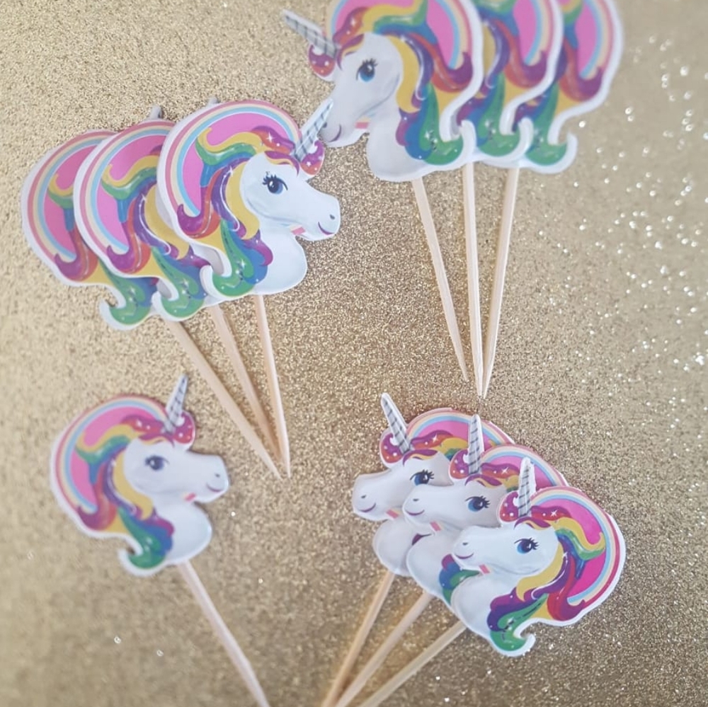 2/$22 Glitter Unicorn Cupcake Cake Flag Decoration